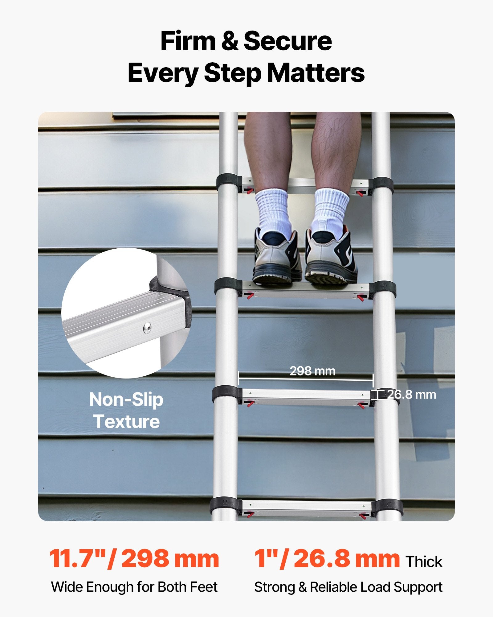 VEVOR 3.8m Telescoping Ladder, Aluminum Lightweight Multi-Purpose Collapsible Extension, One-Touch Retraction Ladder, Heavy Duty 150kg Max Capacity with Non-Slip Feet, for Home, Outdoor Work, Loft