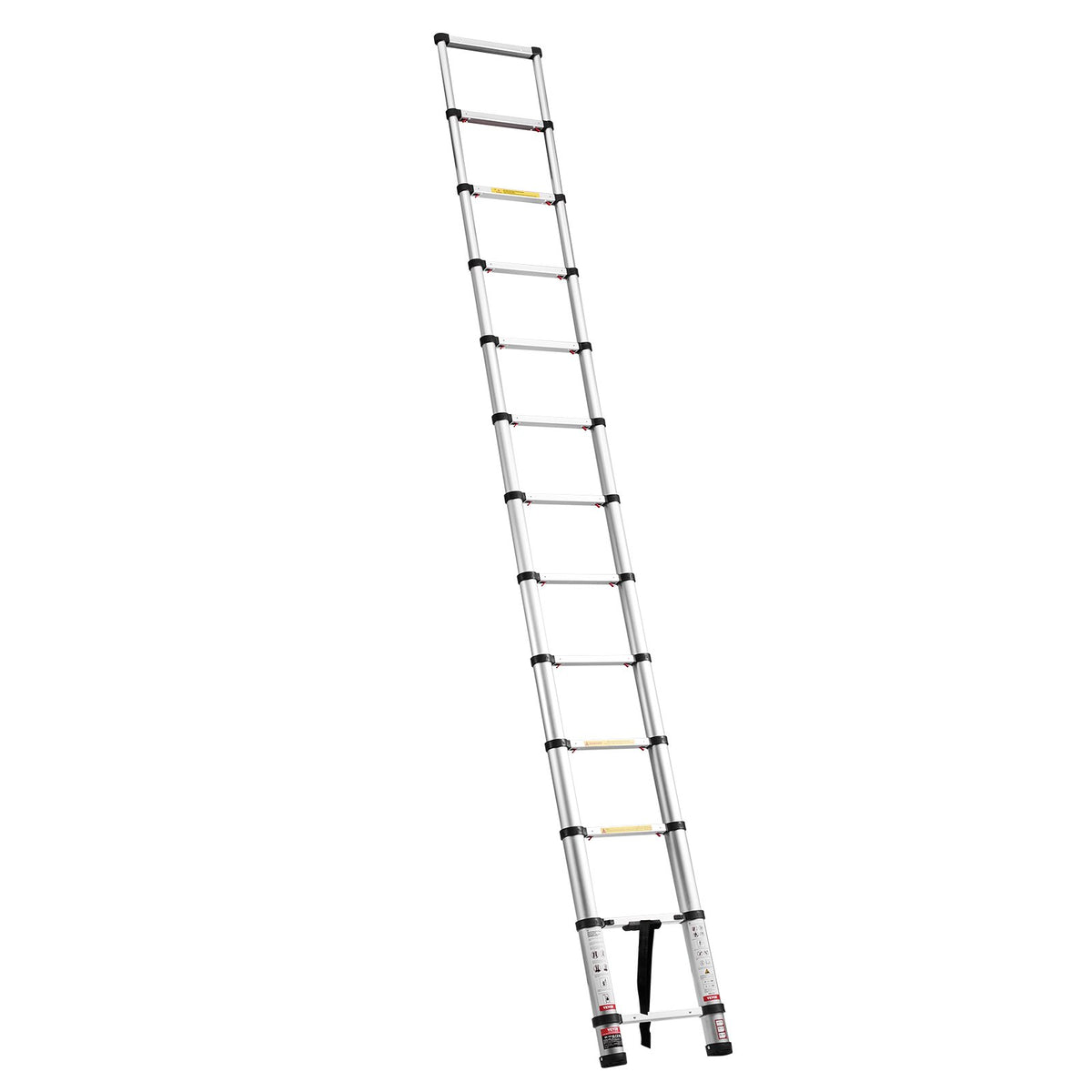 VEVOR 3.8m Telescoping Ladder, Aluminum Lightweight Multi-Purpose Collapsible Extension, One-Touch Retraction Ladder, Heavy Duty 150kg Max Capacity with Non-Slip Feet, for Home, Outdoor Work, Loft