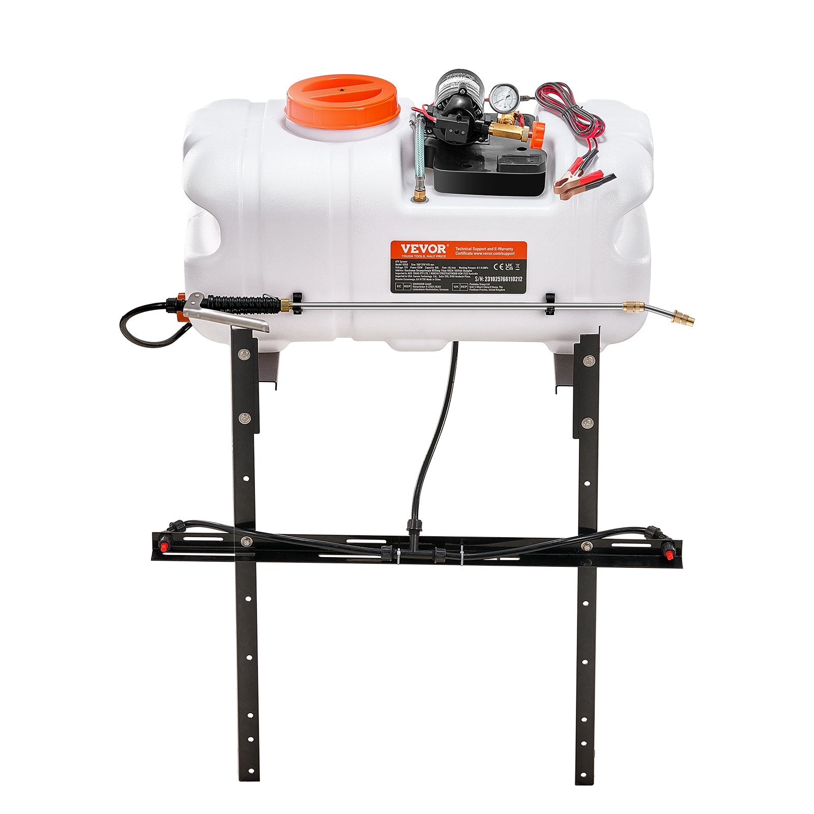 VEVOR ATV Sprayer 60 L/15.9 Gal ATV/UTV Spot Sprayer with A Nozzle Boom 1.9 GPM