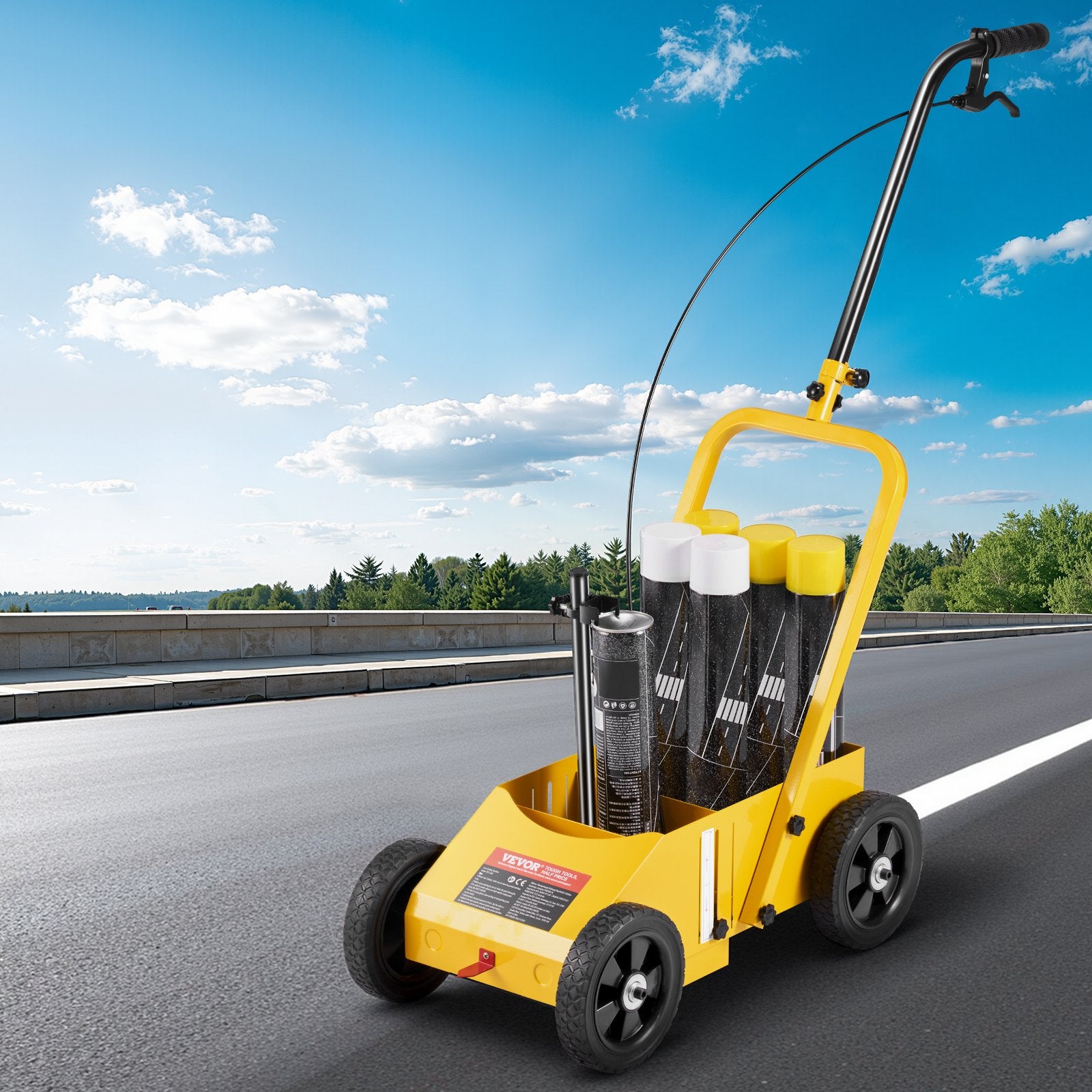 VEVOR Striping Line Marking Machine, 610 x 330 x 900 mm, 4-Wheel, Heavy Duty Striping Line Machine with 56-102 mm Adjustable Width, Make Clear Edge Line for Roads, Parking Lots, Sports Field, Yellow