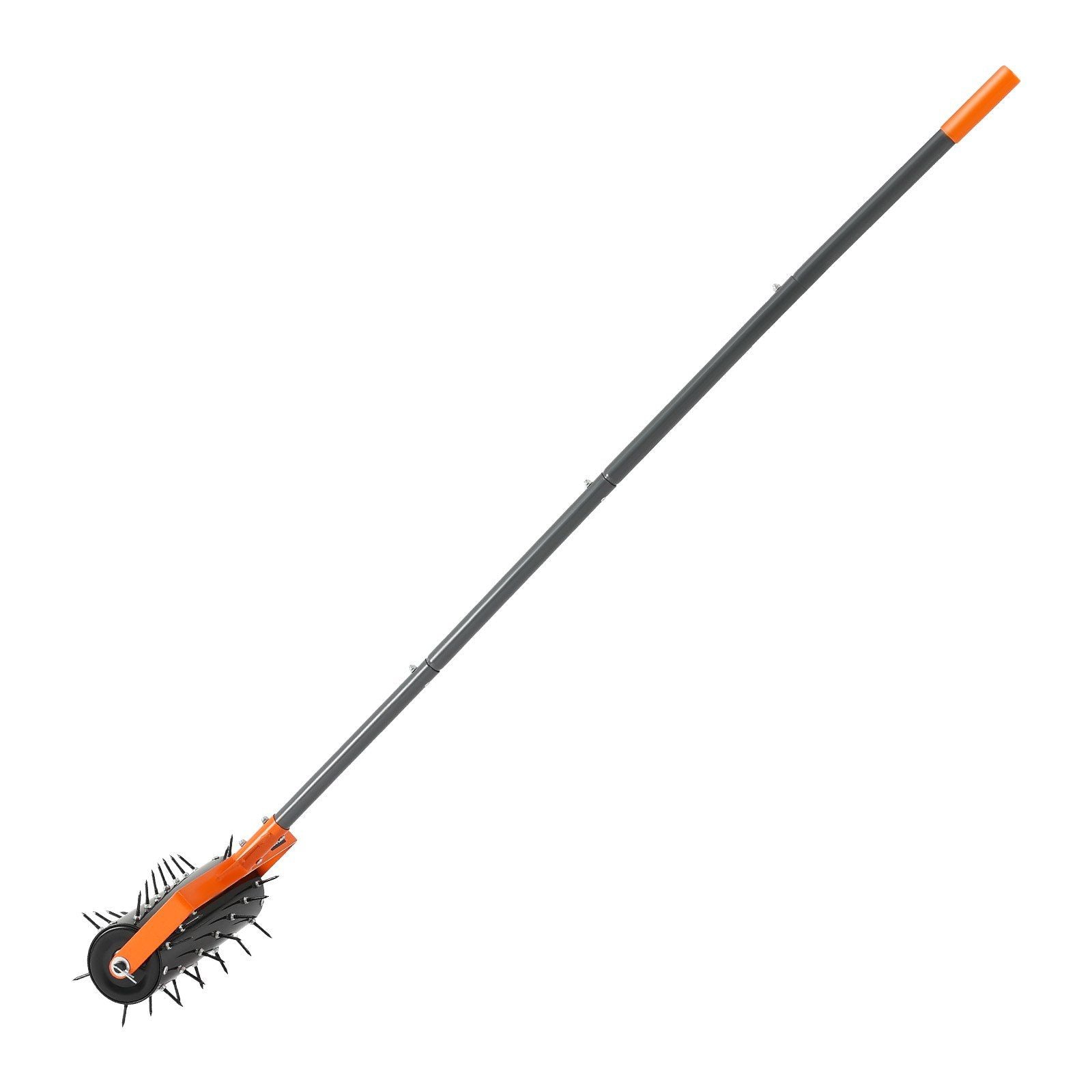 Rolling Lawn Aerator, 410mm Manual Push Aerator Roller with 42 Spikes & 60 in Long Handle, Fillable Drum for Added Weight, Heavy-Duty Lawn Soil Penetrator for Garden Yard Compacted Soils
