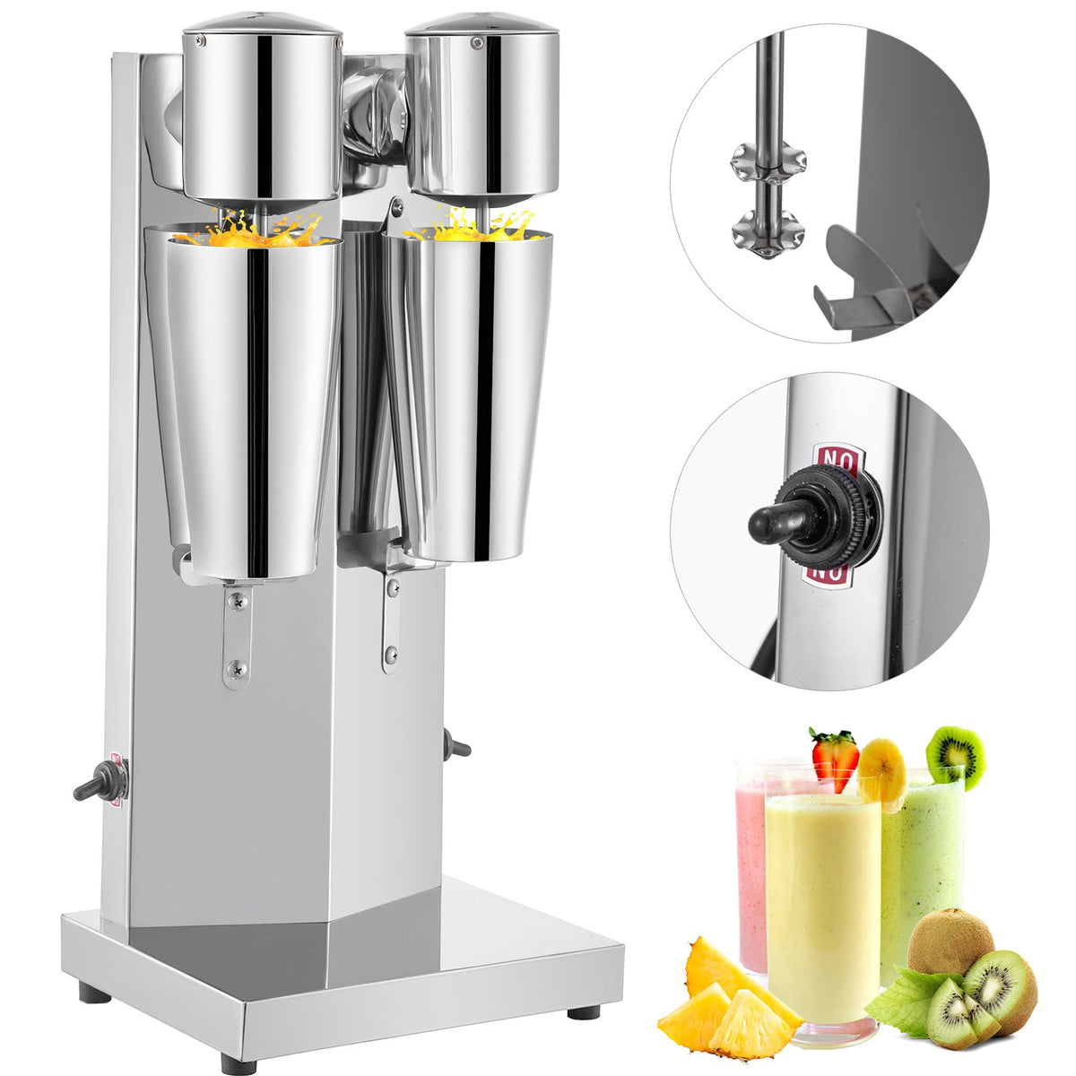 Vevor Commercial Milkshake Maker Machine Double Heads Thickshake Frother Stainless