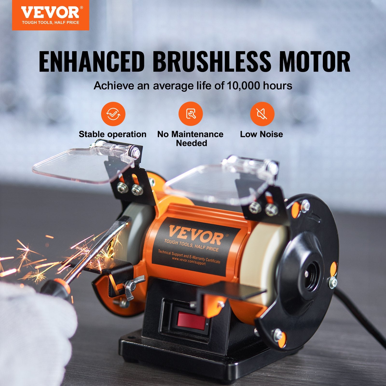 VEVOR Jewelry Polisher, Bench Grinder Polishing & Buffing Machine, 3590RPM Bench Lathe Polisher with 1 Wool Wheel & 1 Abrasive Fiber Wheel & 1 Grinding Wheel & 100pcs Tools