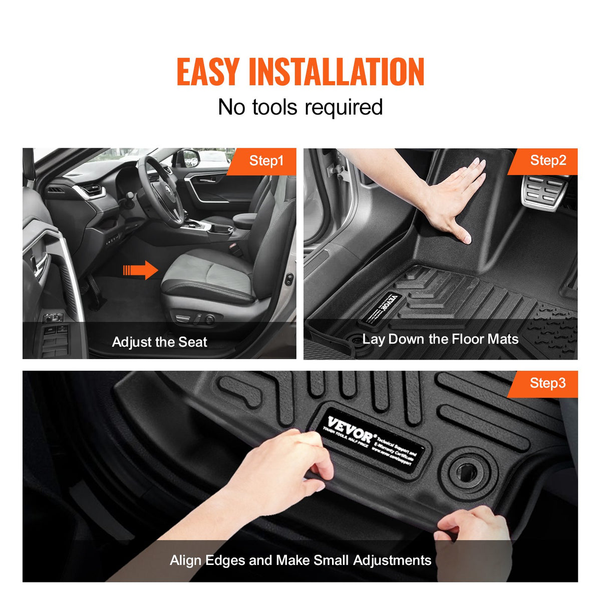 VEVOR Automotive Floor Mats Fits Toyota RAV4 (Not for Hybrid or Prime) 2019-2024