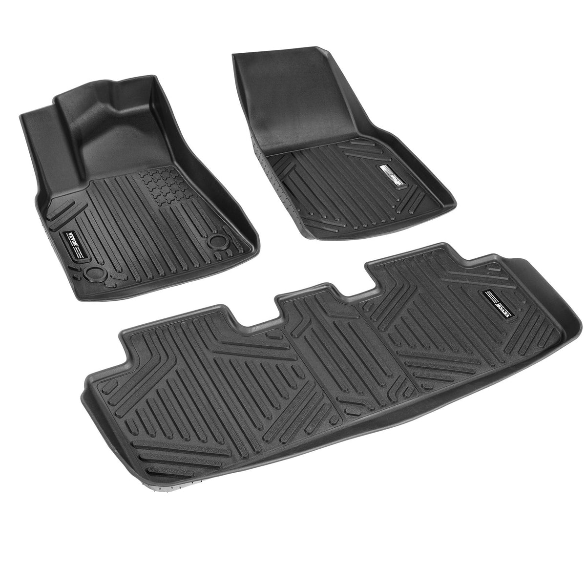 VEVOR Automotive Floor Mats Fits for Tesla Model Y 2021-2024 3 pcs TPE Liners