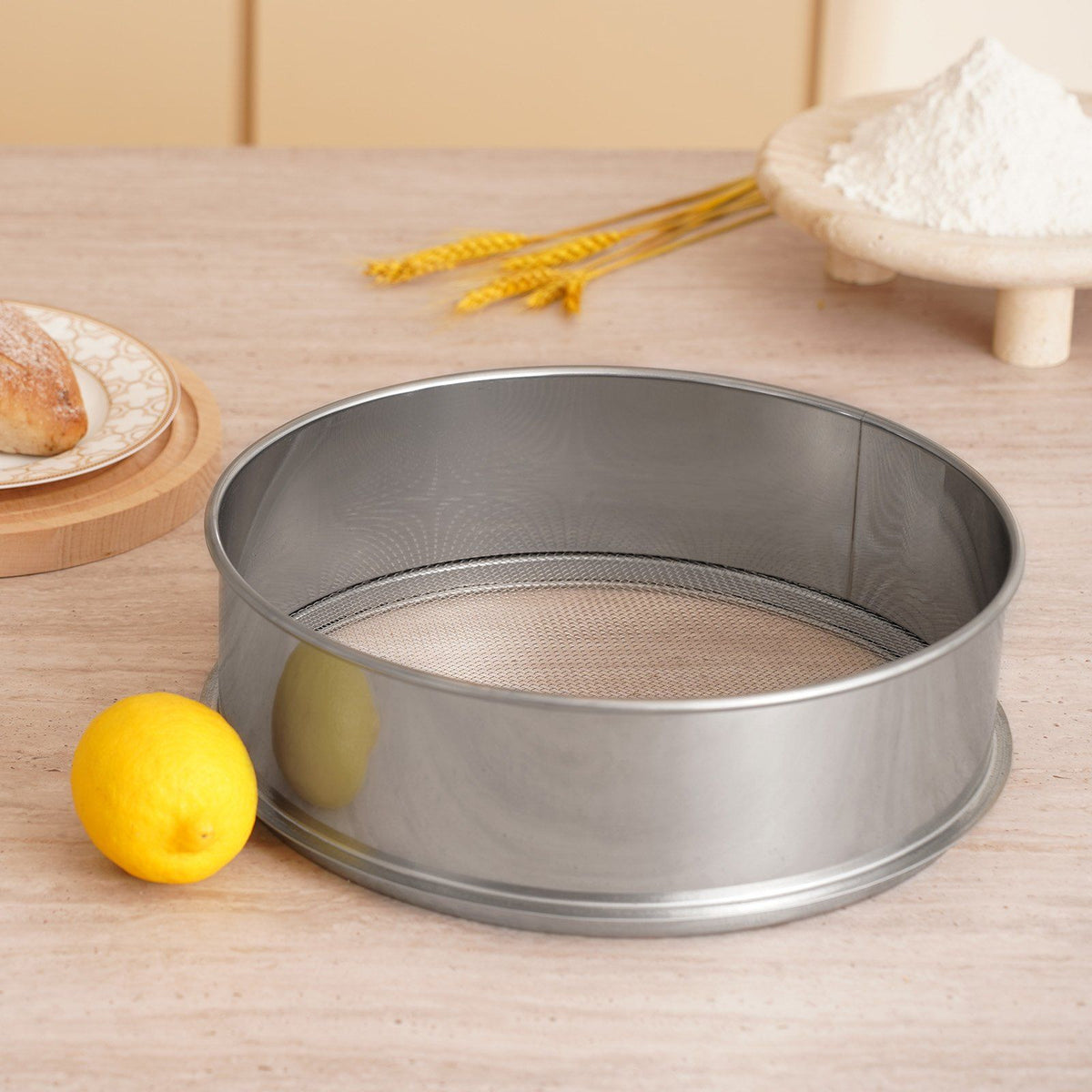 Flour Sieve Fine Mesh, 12 Mesh Flour Sifter, 304 Stainless Steel Fine Mesh Sifter Food-grade, Dia. 12.6" Fine Mesh Strainers for Baking, 5 Sizes Mesh hole for Mungbean, Rice, Flour, Pearl Powder