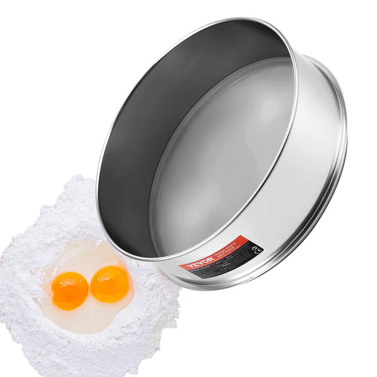 VEVOR Flour Sieve Fine Mesh, 80 Mesh Flour Sifter, 304 Stainless Steel Fine Mesh Sifter Food-grade, Dia. 12.6" Fine Mesh Strainers for Baking, 5 Sizes Mesh hole for Mungbean, Rice, Flour, Pearl Powder