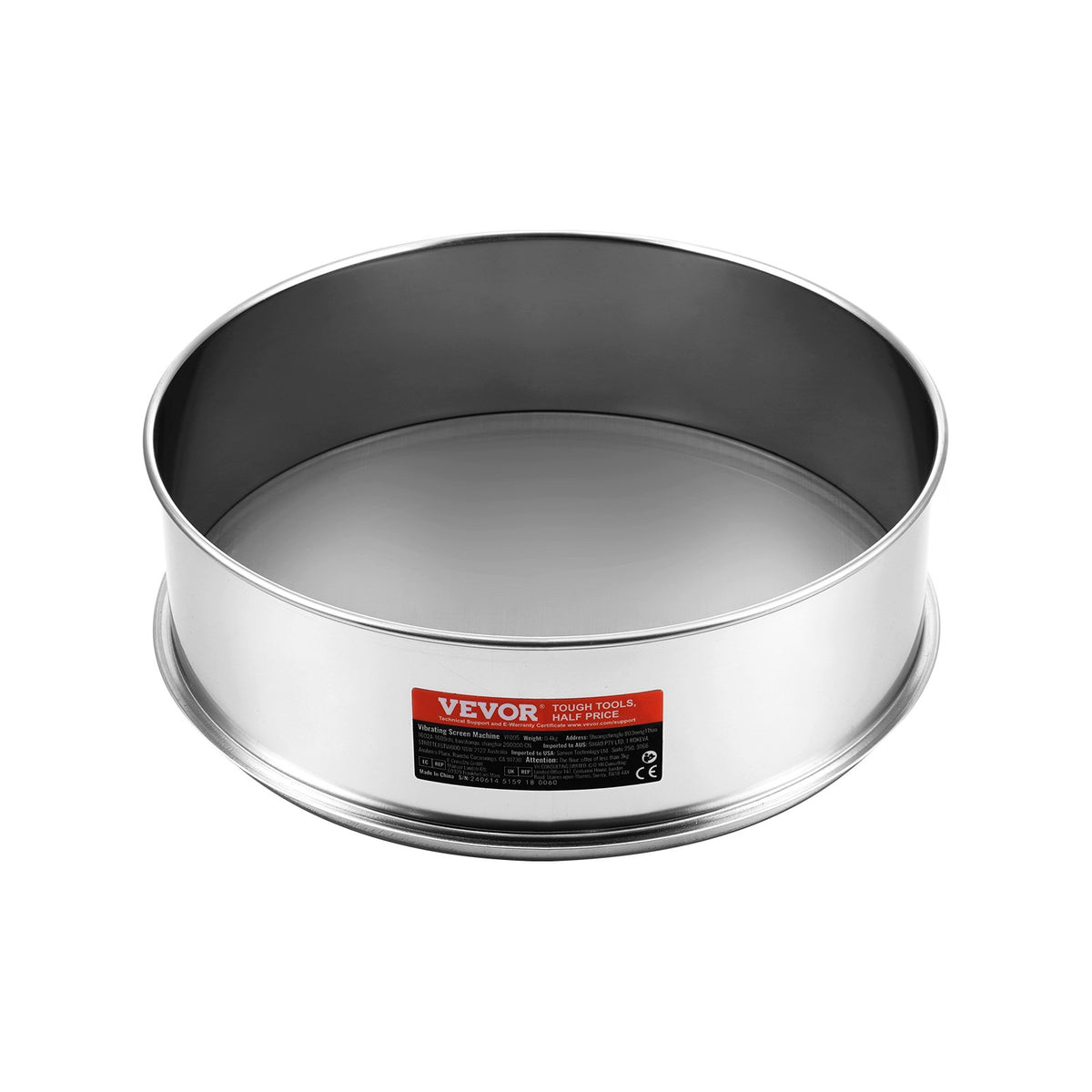 VEVOR Flour Sieve Fine Mesh, 80 Mesh Flour Sifter, 304 Stainless Steel Fine Mesh Sifter Food-grade, Dia. 12.6" Fine Mesh Strainers for Baking, 5 Sizes Mesh hole for Mungbean, Rice, Flour, Pearl Powder