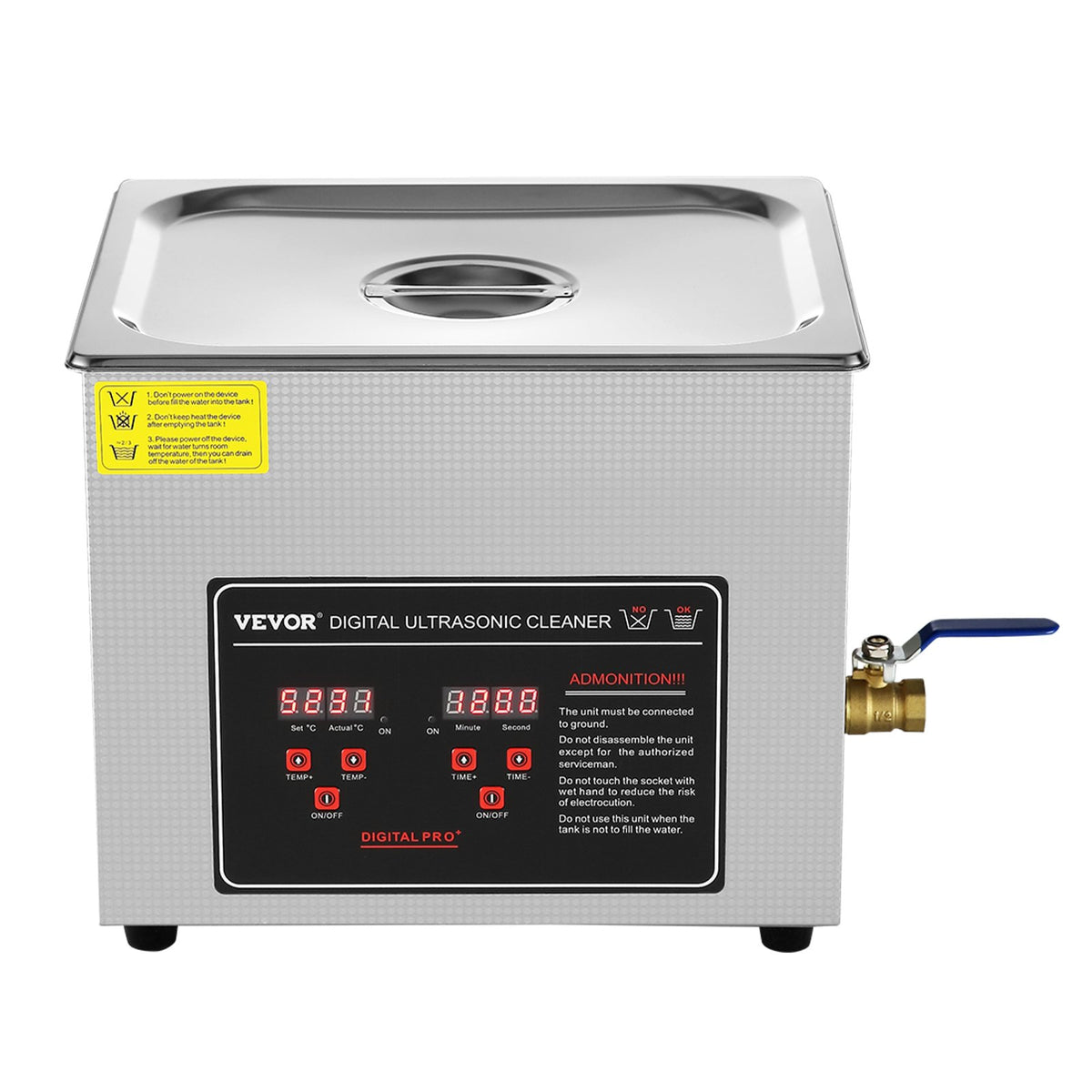 VEVOR Ultrasonic Cleaner with Digital Timer &amp; Heater, Professional Ultra Sonic Jewelry Cleaner, Stainless Steel Heated Cleaning Machine for Glasses Watch Rings Small Parts Circuit Board (10L)