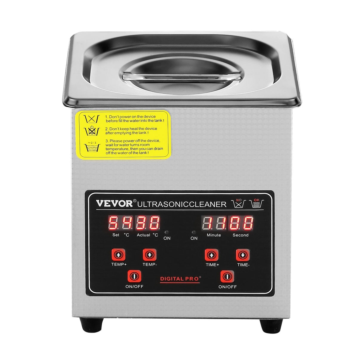 VEVOR Ultrasonic Cleaner with Digital Timer &amp; Heater, Professional Ultra Sonic Jewelry Cleaner, Stainless Steel Heated Cleaning Machine for Glasses Watch Rings Small Parts Circuit Board (2L)