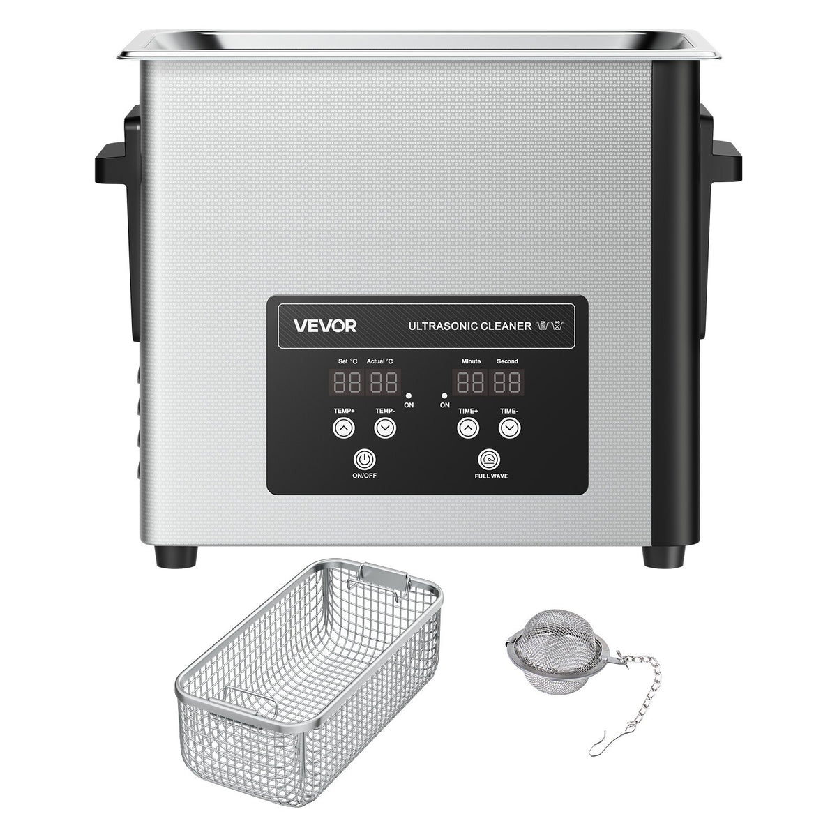 VEVOR 6L Ultrasonic Cleaner, Professional Ultrasonic Cleaner Machine with Cleaning Basket & Digital Display, 120W Stainless Steel 40kHz Cleaning Machine for Watches, Razors, Jewelry, Coins and More