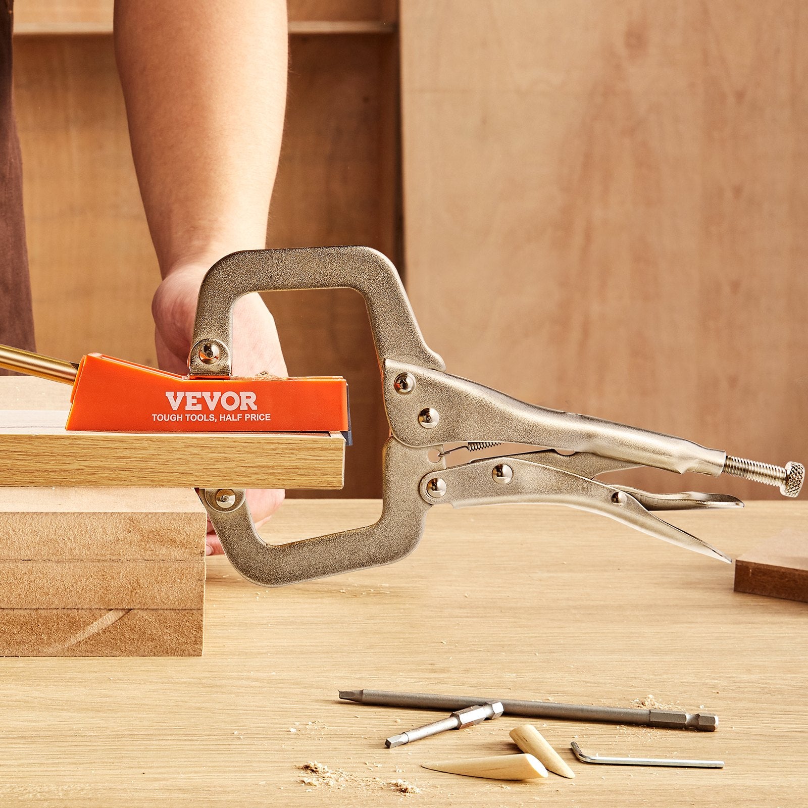 VEVOR Pocket Hole Jig, 56 Pcs Mini Jig Pocket Hole System with C-clamp, Step Drill, Wrench, Drill Stop Ring, Square Drive Bit, and Screws, for DIY Carpentry Projects