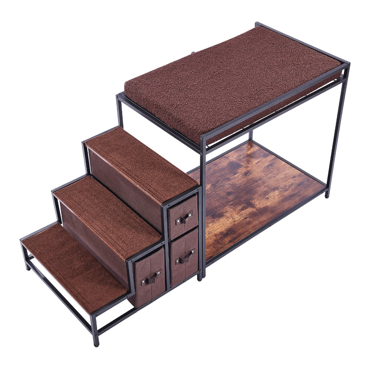 VEVOR Pet Bunk Bed Dog/Cat Window Perch with Stairs Storage Medium Size