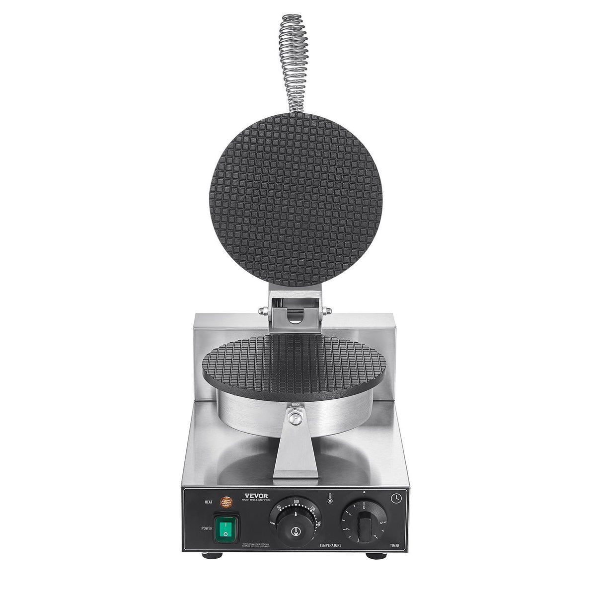 VEVOR Electric Ice Cream Cone Maker, Commercial 1230W Waffle Cone Machine, Non-Stick Stainless Steel Egg Roll Mold, with Temperature and Time Control, Handle, for Restaurant Bakery Snack Bar Family
