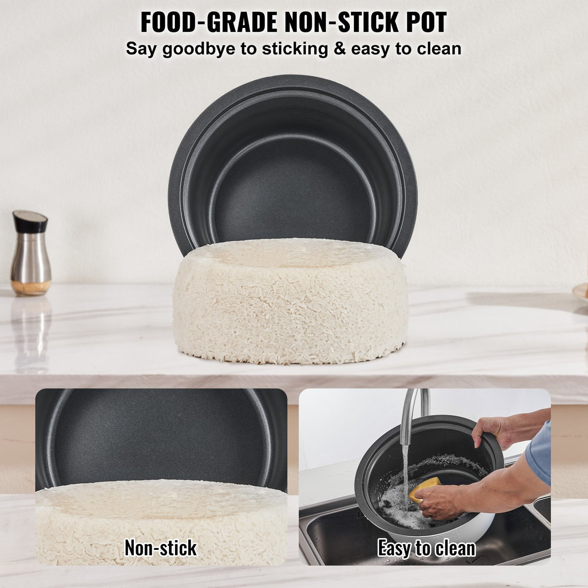 VEVOR Commercial Rice Cooker, 60-Cup Rice Cooker, 13 Liter Large Rice Cooker and Warmer with Nonstick Inner Pot, Fast Cooking and 24-Hour Keep Warm, with Rice Cup and Paddle, for Restaurant