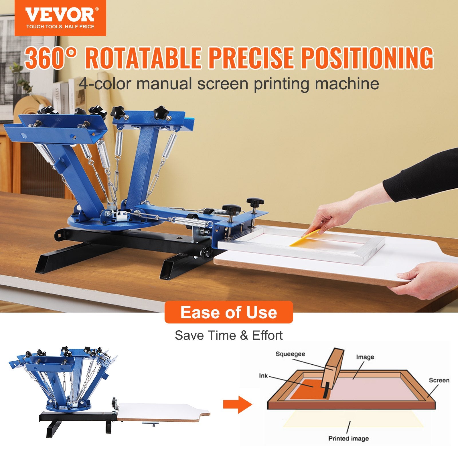 VEVOR 4 Color 1 Station Silk Screening Screenprint Press Screen Printing Machine