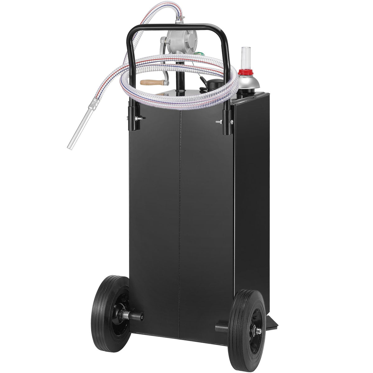 VEVOR 114L Gas Caddy, Fuel Storage Tank with Wheels, Portable Fuel Caddy with Manuel Transfer Pump, Gasoline Diesel Fuel Container for Cars, Lawn Mowers, ATVs, Boats, More, Black