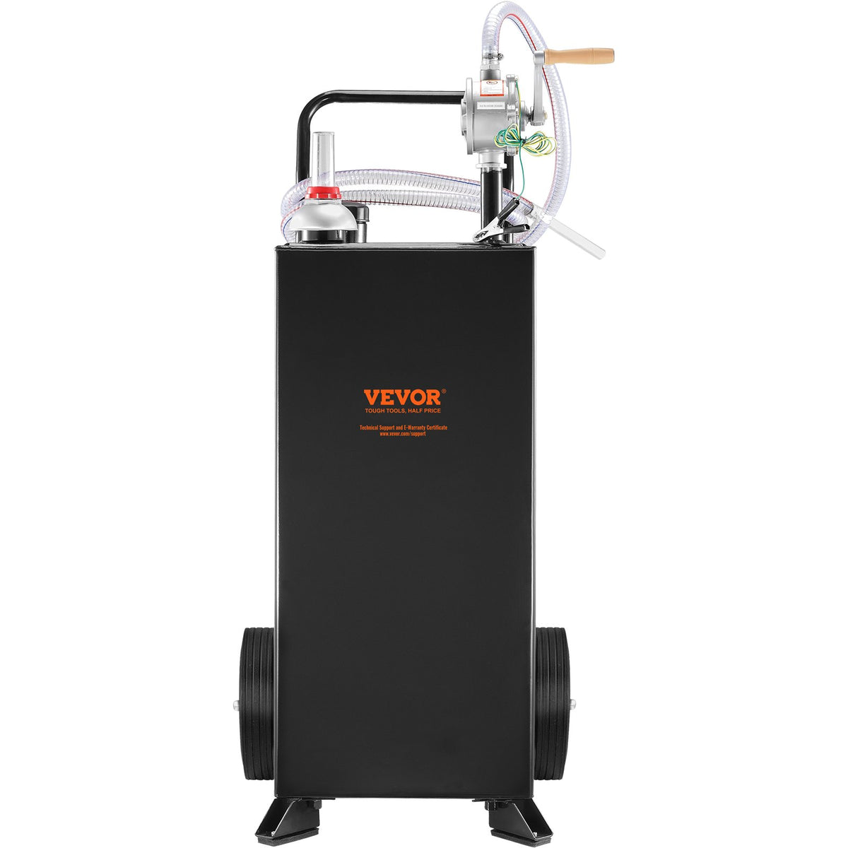 VEVOR 114L Gas Caddy, Fuel Storage Tank with Wheels, Portable Fuel Caddy with Manuel Transfer Pump, Gasoline Diesel Fuel Container for Cars, Lawn Mowers, ATVs, Boats, More, Black