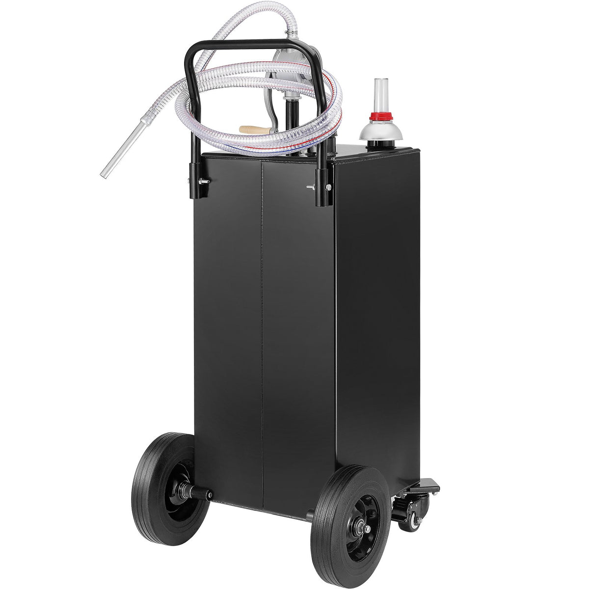 VEVOR Fuel Caddy Fuel Storage Tank 114L Volume 4 Wheels with Manuel Pump Black