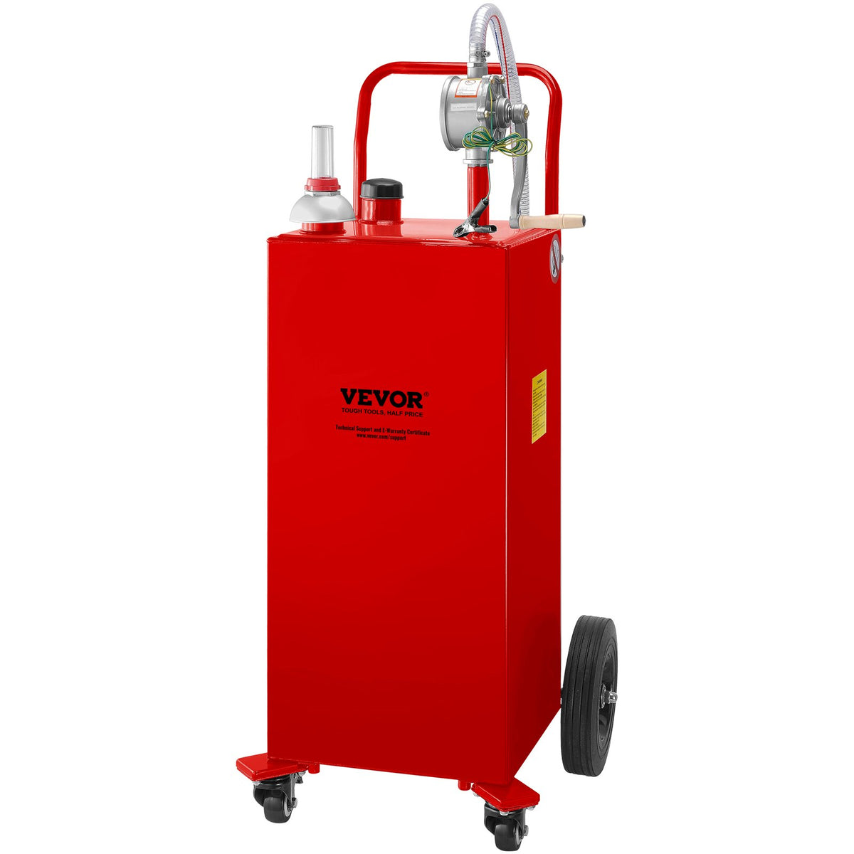 VEVOR 114L Fuel Caddy, Gas Storage Tank &amp; 4 Wheels, with Manuel Transfer Pump, Gasoline Diesel Fuel Container for Cars, Lawn Mowers, ATVs, Boats, More, Red