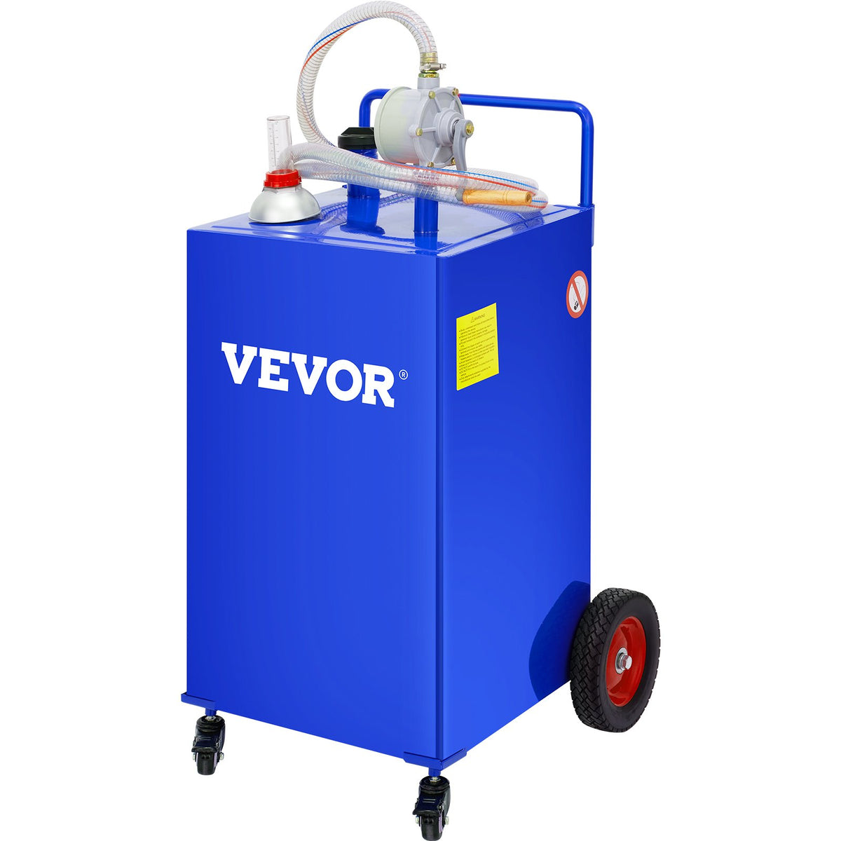 VEVOR 114L Fuel Caddy, Gas Storage Tank &amp; 4 Wheels, with Manuel Transfer Pump, Gasoline Diesel Fuel Container for Cars, Lawn Mowers, ATVs, Boats, More, Blue