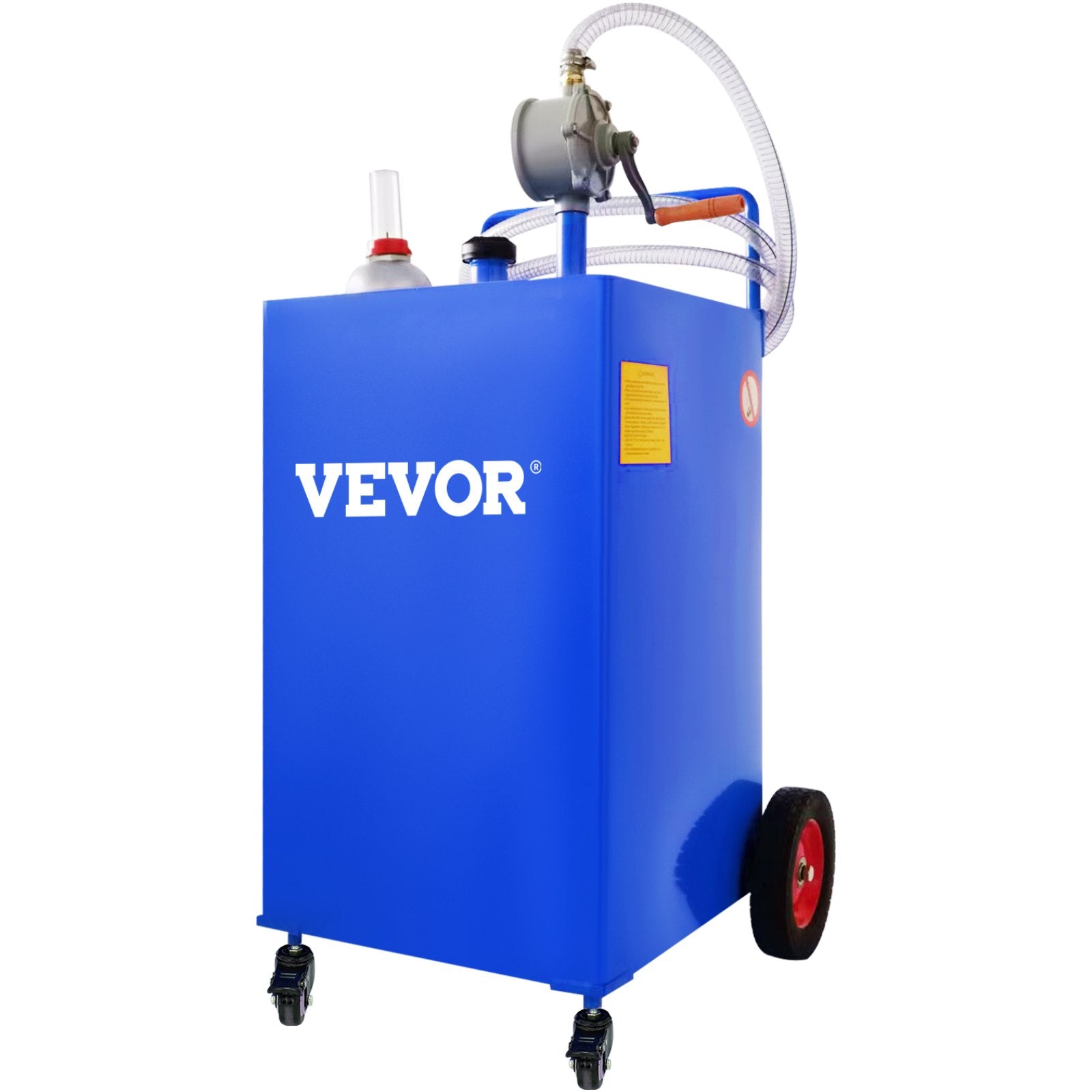 VEVOR 114L Fuel Caddy, Gas Storage Tank & 4 Wheels, with Manuel Transfer Pump, Gasoline Diesel Fuel Container for Cars, Lawn Mowers, ATVs, Boats, More, Blue
