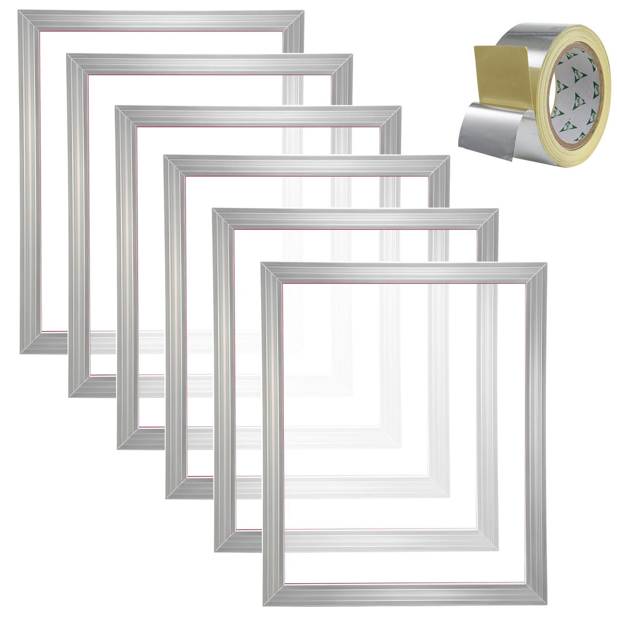 Screen Printing Kit, 6 Pieces Aluminum Silk Screen Printing Frames, 18x20inch Silk Screen Printing Frame with 160 Count Mesh, High Tension Nylon Mesh and Sealing Tape for T-shirts DIY Printing