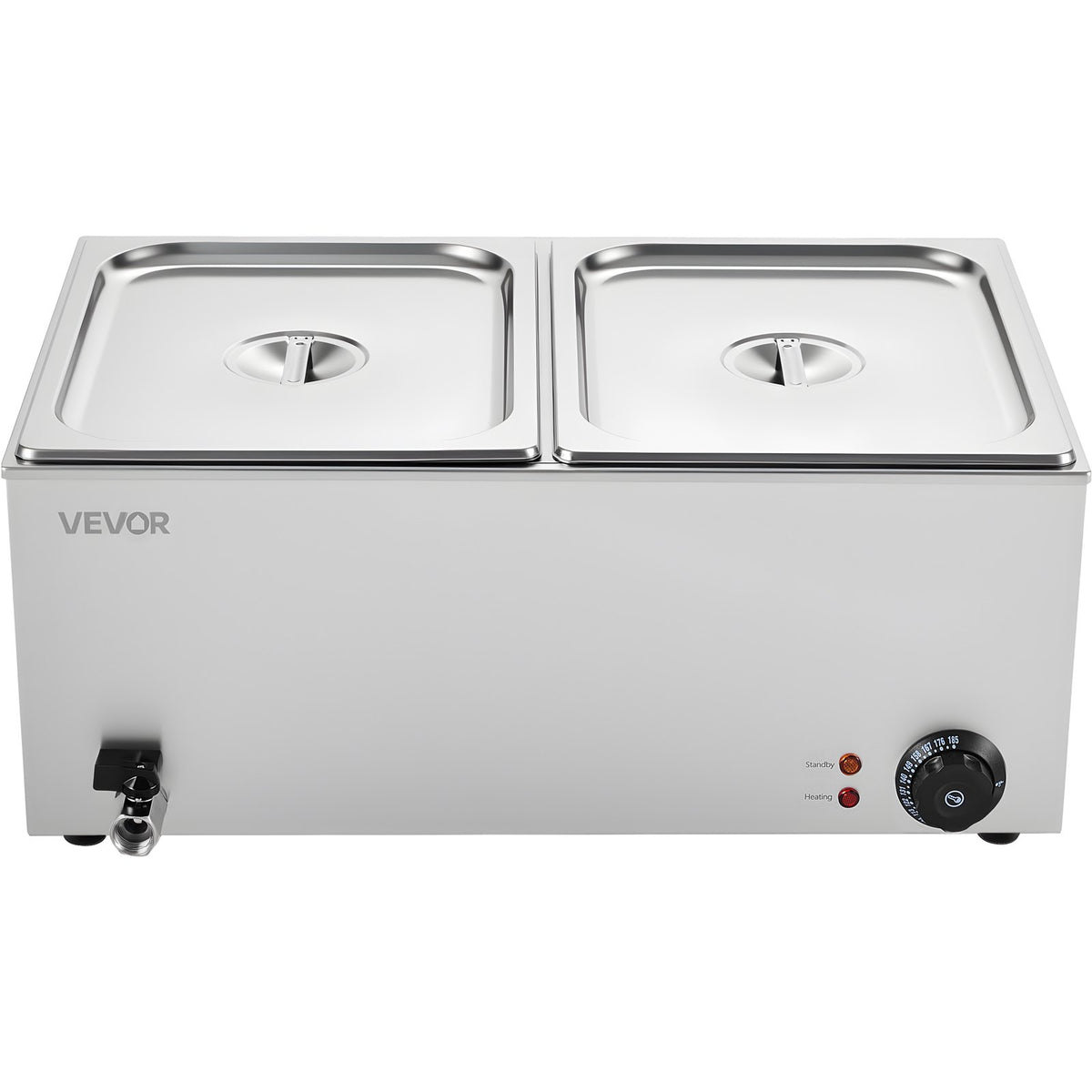 VEVOR Commercial Food Warmer, 2-Pan Electric Steam Table, 1200W Professional Countertop Stainless Steel Buffet Bain Marie with 30-85°C Temp Control for Catering, Buffet, Parties, Restaurants