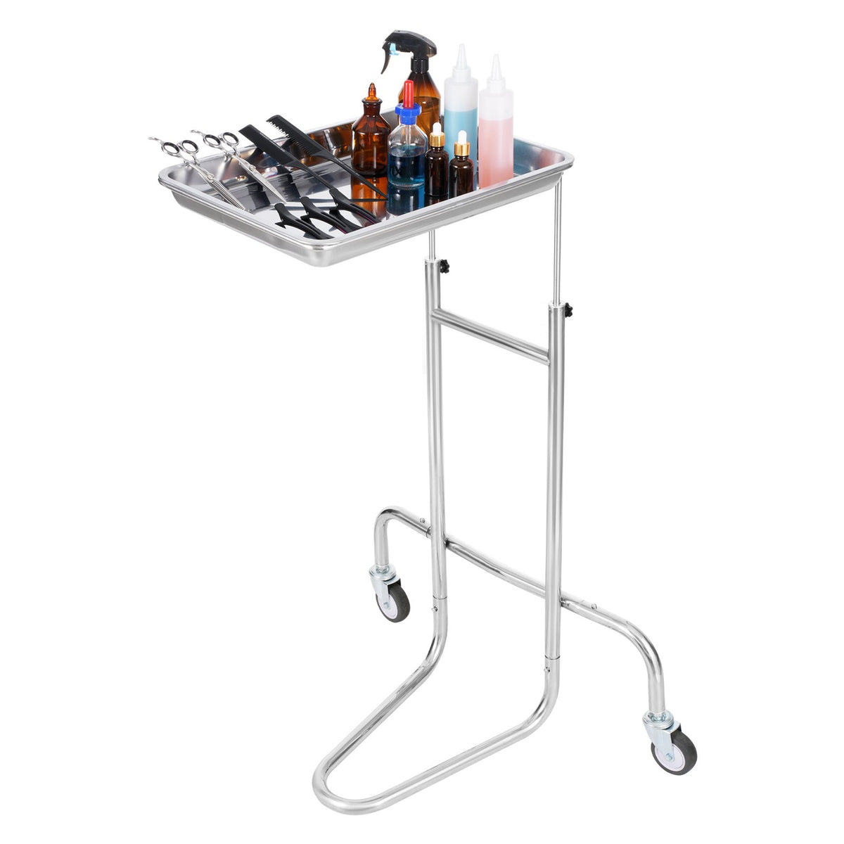 VEVOR Stainless Steel Lab Cart with Single Tray &amp; 2 Silent Wheels for Lab Clinic