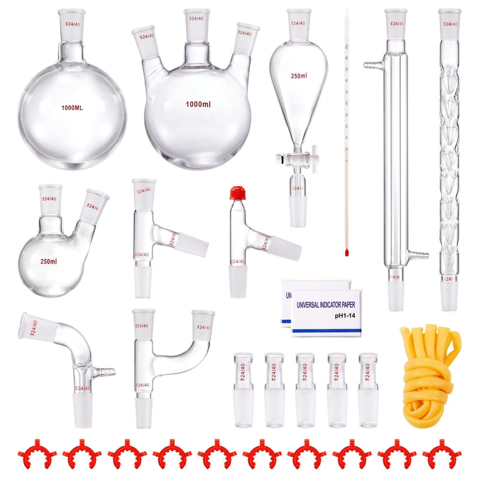 VEVOR Lab Glassware Distillation Kit 1000ml 3.3 Boro 29 pcs Glassware Equipment