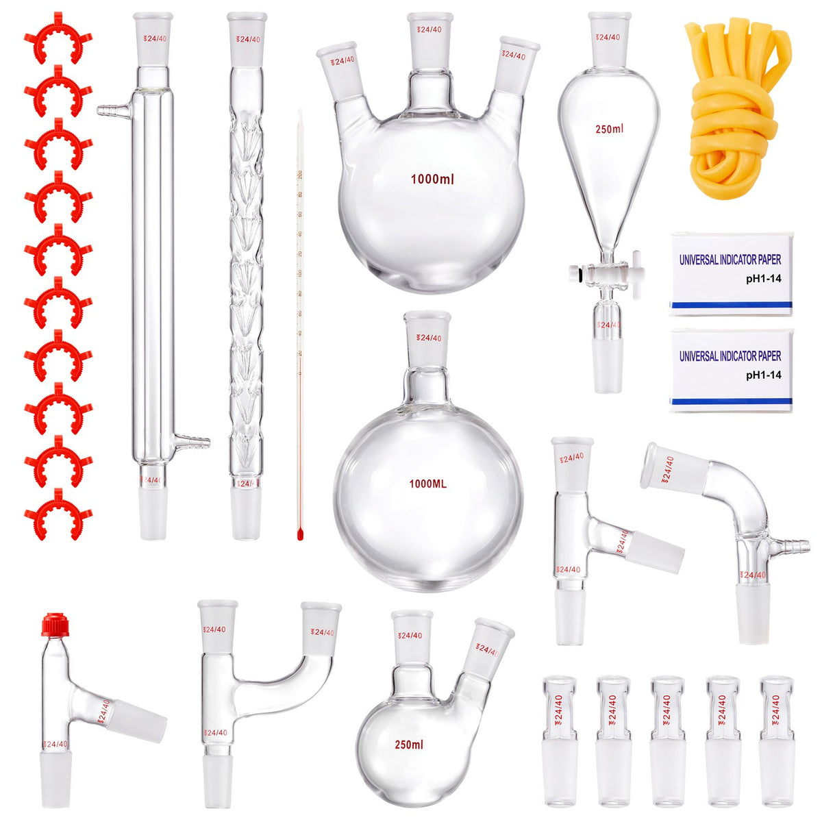 VEVOR Lab Glassware Distillation Kit 1000ml 3.3 Boro 29 pcs Glassware Equipment
