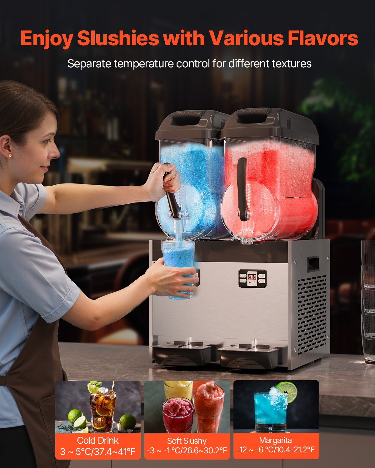 VEVOR 12Lx2 Tank Commercial Slushy Machine Margarita Smoothie Frozen Drink Maker