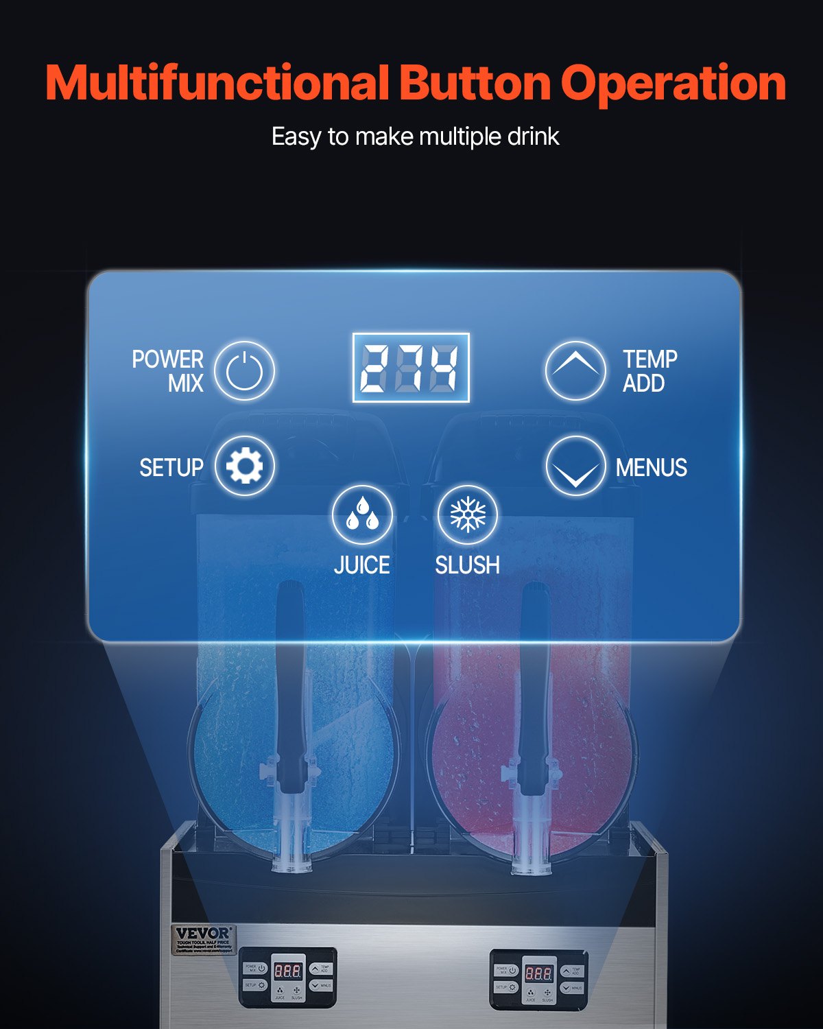 VEVOR 12Lx2 Tank Commercial Slushy Machine Margarita Smoothie Frozen Drink Maker