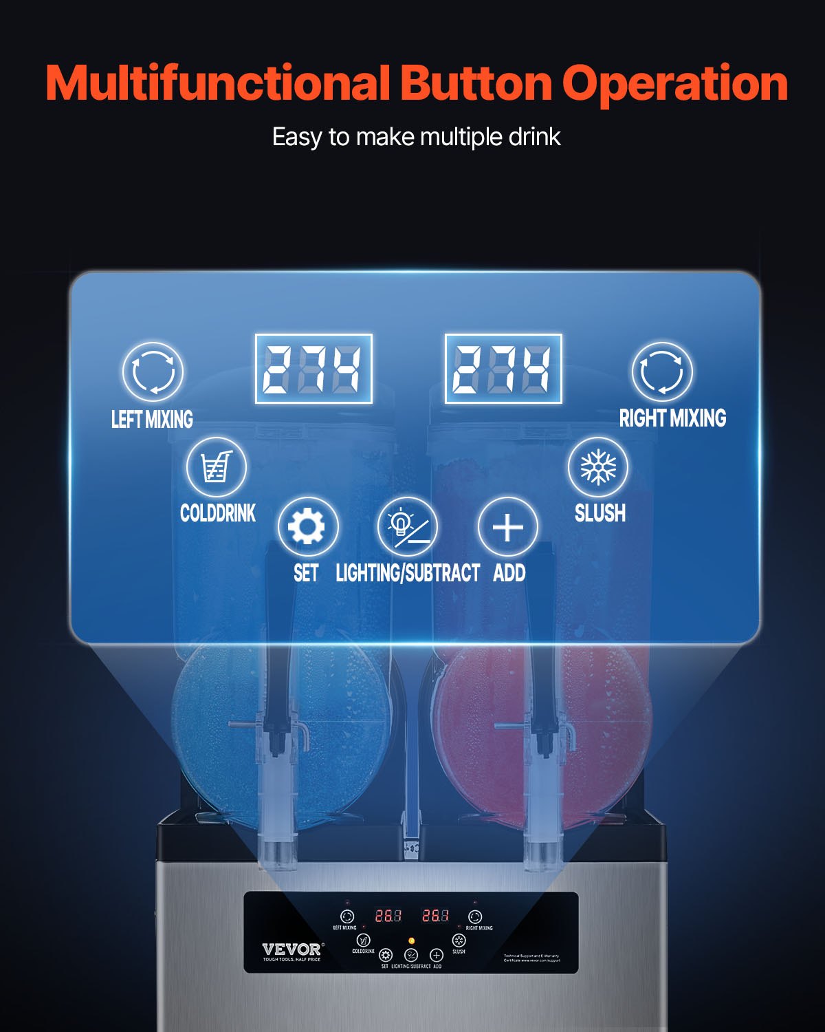 VEVOR 12Lx2 Tank Commercial Slushy Machine Margarita Smoothie Frozen Drink Maker