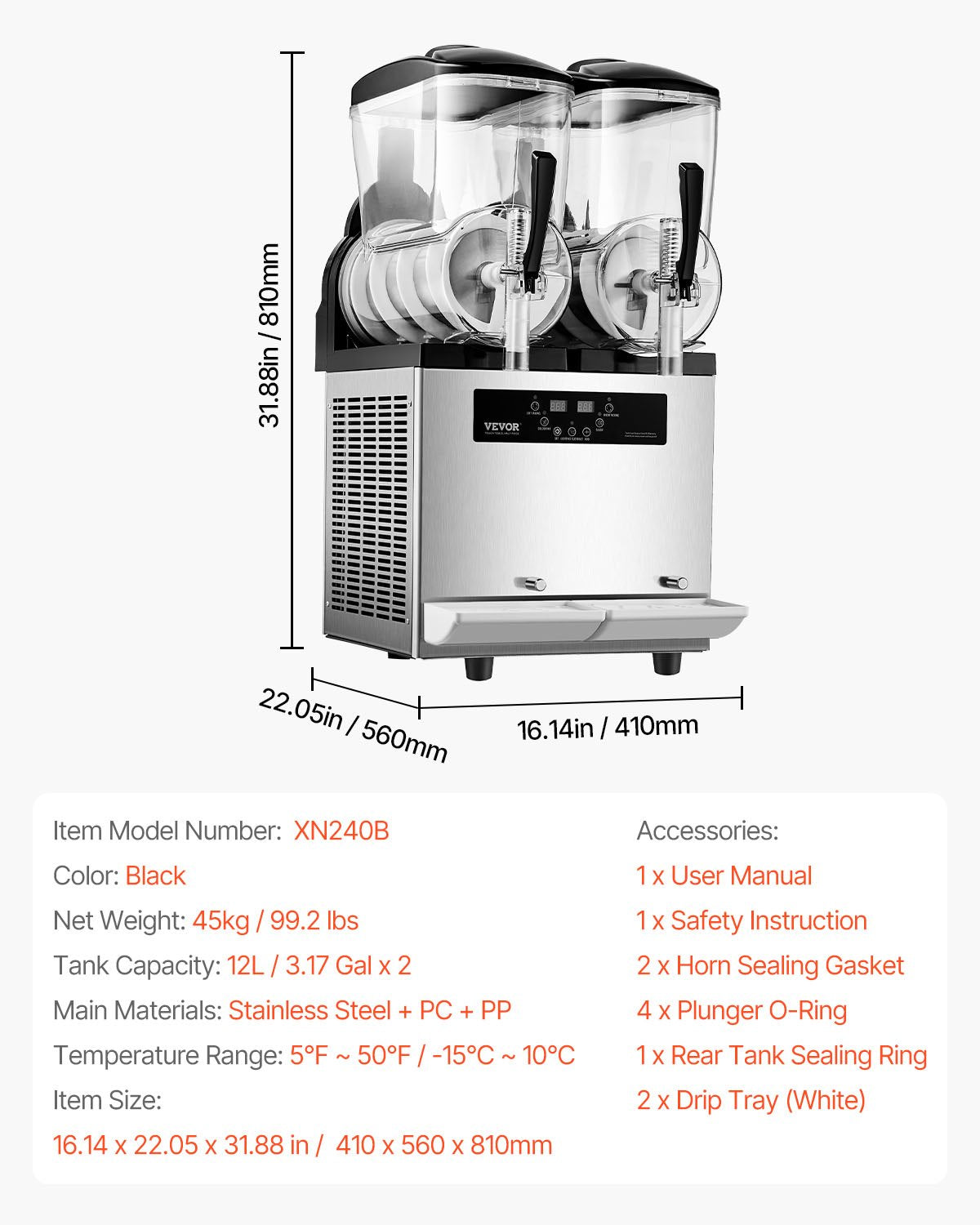 VEVOR 12Lx2 Tank Commercial Slushy Machine Margarita Smoothie Frozen Drink Maker