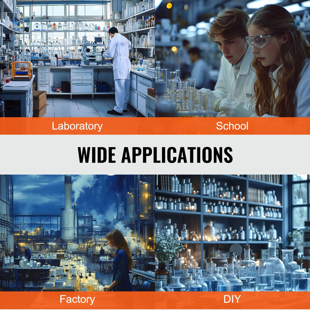 VEVOR Lab Stand Support, Laboratory Retort Support Stand 2 Sets, Steel Lab Stand 23.6" Rod and 8.3" x 5.3" Cast Iron Base, Includes Flask Clamps, Burette Clamps and Cross Clamps