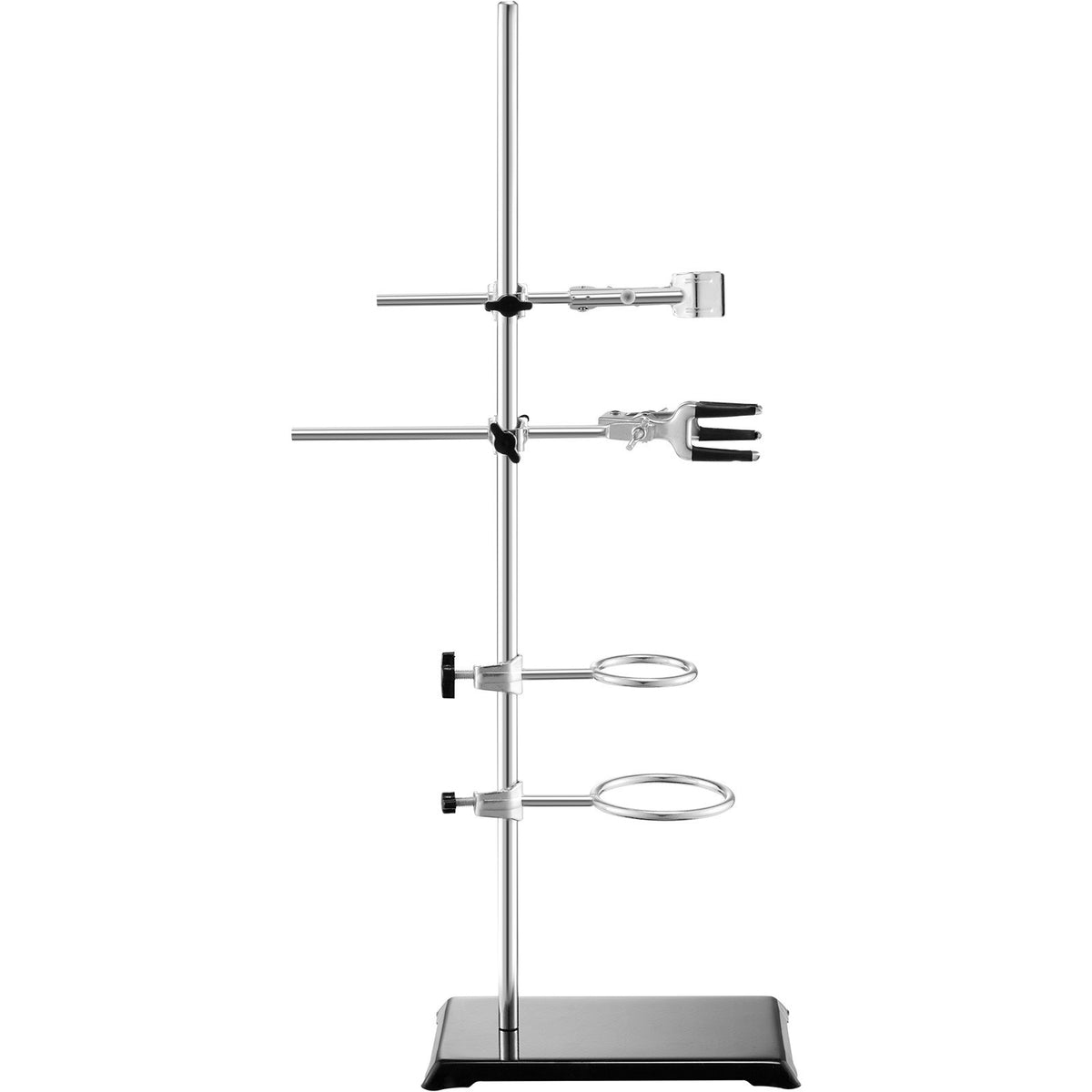 VEVOR Lab Stand Support, Laboratory Retort Support Stand 2 Sets, Steel Lab Stand 23.6" Rod and 8.3" x 5.3" Cast Iron Base, Includes Flask Clamps, Burette Clamps and Cross Clamps