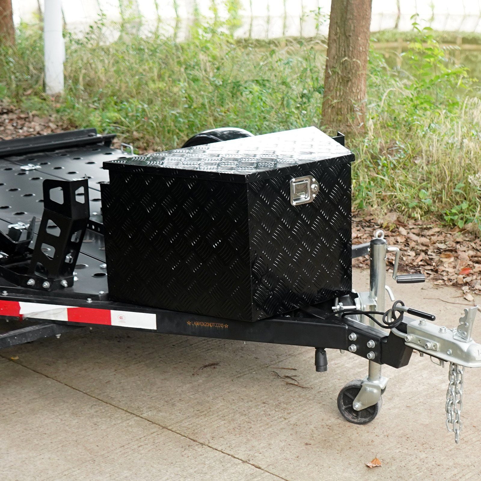Trailer Tongue Box, Aluminum Alloy Diamond Plate Tongue Box Tool Chest, Heavy Duty Trailer Box Storage with Lock and Keys, Utility Trailer Tongue Box for Pickup Truck, RV, 99.06cmx41.91 cmx30.48