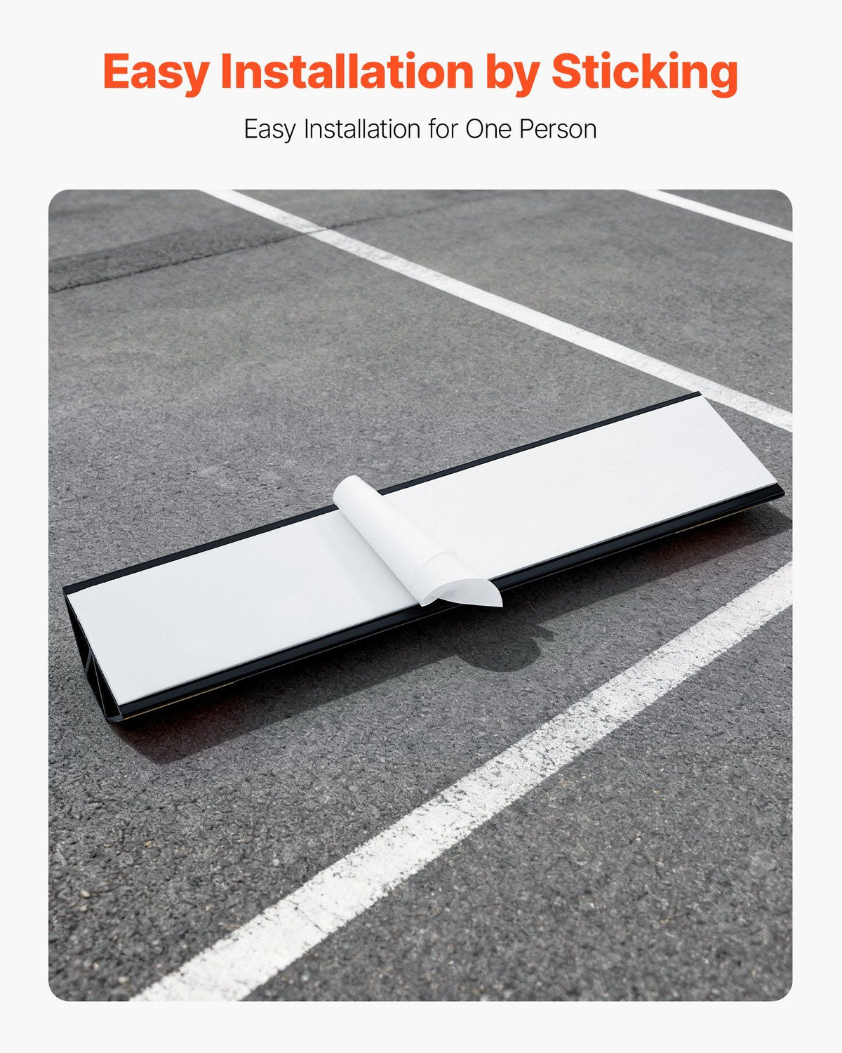 Parking Stopper, 406 mm 2 Pcs Heavy Duty Parking Aid for Garage, PP Curb Garage Floor Stopper with Reflective Strips, Vehicles Gadgets for Cars Vans Trucks Tire Wheel Guide Block Stops Bumpers