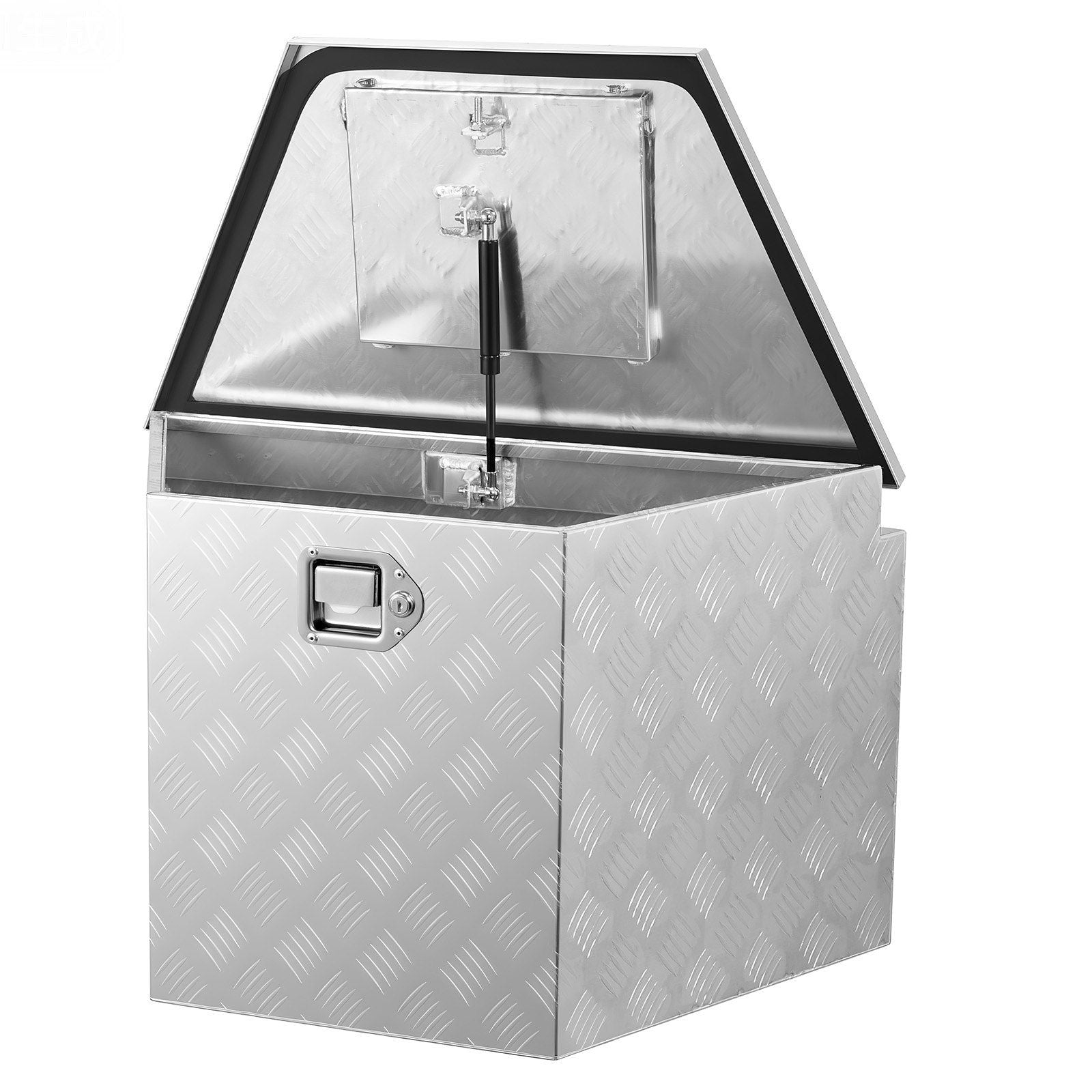 Trailer Tongue Box, 838 x 483 x 457 mm Aluminum Trailer Tongue Tool Box, Heavy Duty Storage Organizer with Lock & Keys, Utility Tool Chest for Pickup Truck Bed, RV, SUV, Off-Road Vehicle, Silver