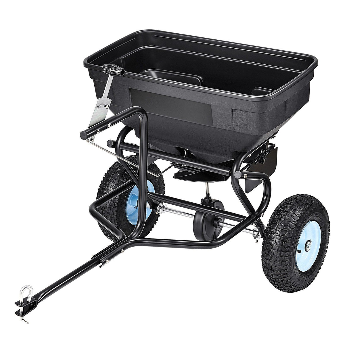 Tow Behind Broadcast Spreader, 130LBS Capacity, Tow/Push Garden Spreader with 13 in Tires, 30 Adjustable Setting &amp; 9.8 ft Spreading Width, Lawn Spreaders for Seed, Fertilizer, Salt, Ice Melt