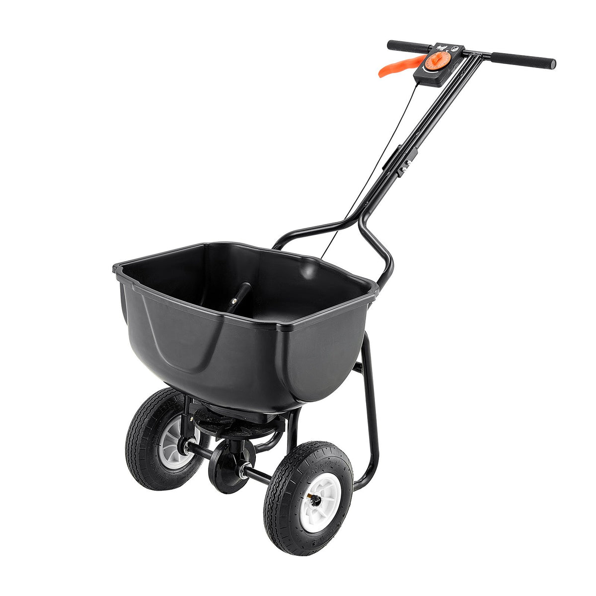 VEVOR Walk Behind Spreader, 60LBS Capacity, Push Spreader with Hopper Grate, 0-9.8 ft Spreading Width, 8 in All Terrain Pneumatic Tires, Garden &amp; Lawn Broadcast Spreaders, for Seed, Fertilizer