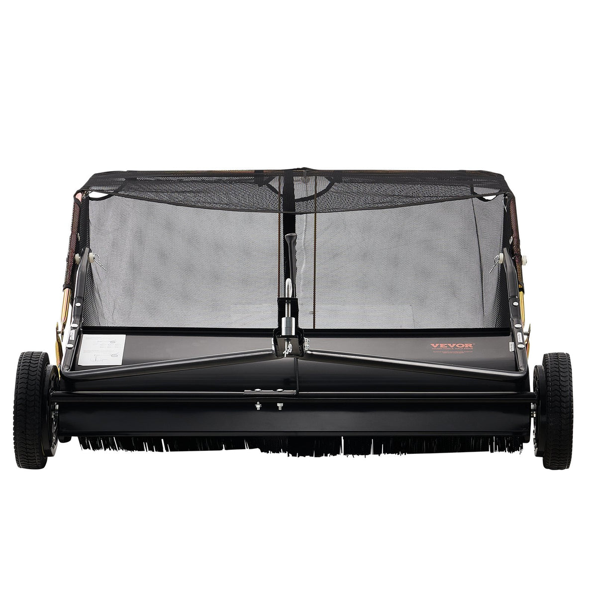 VEVOR 106.6 cm Lawn Sweeper Tow Behind, 12 cu.ft. Large Pull Behind Grass Sweeper, Heavy Duty Leaf &amp; Grass Collector with Dumping Rope Design, Adjustable Sweeping Height for Picking Up Debris &amp; Grass