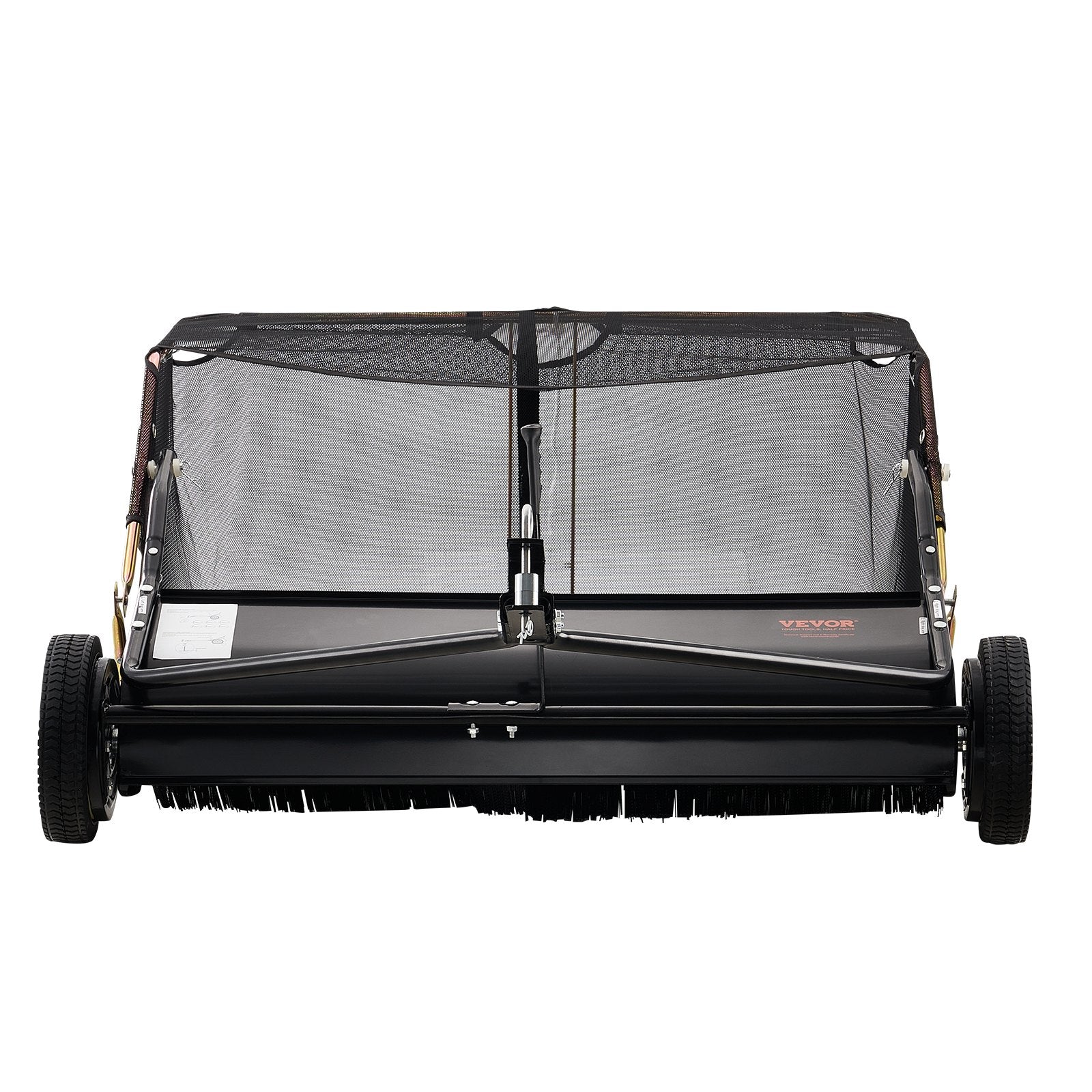 VEVOR 106.6 cm Lawn Sweeper Tow Behind, 12 cu.ft. Large Pull Behind Grass Sweeper, Heavy Duty Leaf & Grass Collector with Dumping Rope Design, Adjustable Sweeping Height for Picking Up Debris & Grass