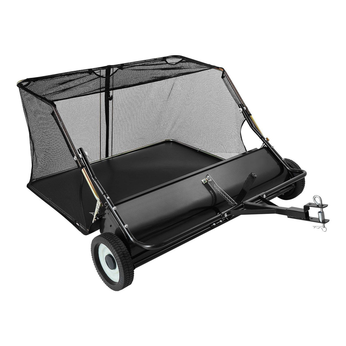 Tow Behind Lawn Sweeper, 122cm Pull Behind Yard Sweeper, 26 cu. ft Hopper Bag Capacity, Leaf &amp; Grass Collector with Dumping Rope, Adjustable Sweeping Height, Garden Sweepers for Lawn Farm