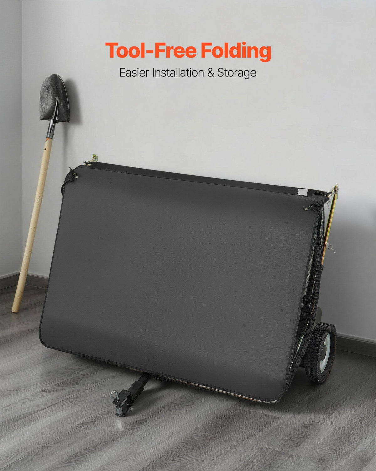 Tow Behind Lawn Sweeper, 122cm Pull Behind Yard Sweeper, 26 cu. ft Hopper Bag Capacity, Leaf & Grass Collector with Dumping Rope, Adjustable Sweeping Height, Garden Sweepers for Lawn Farm