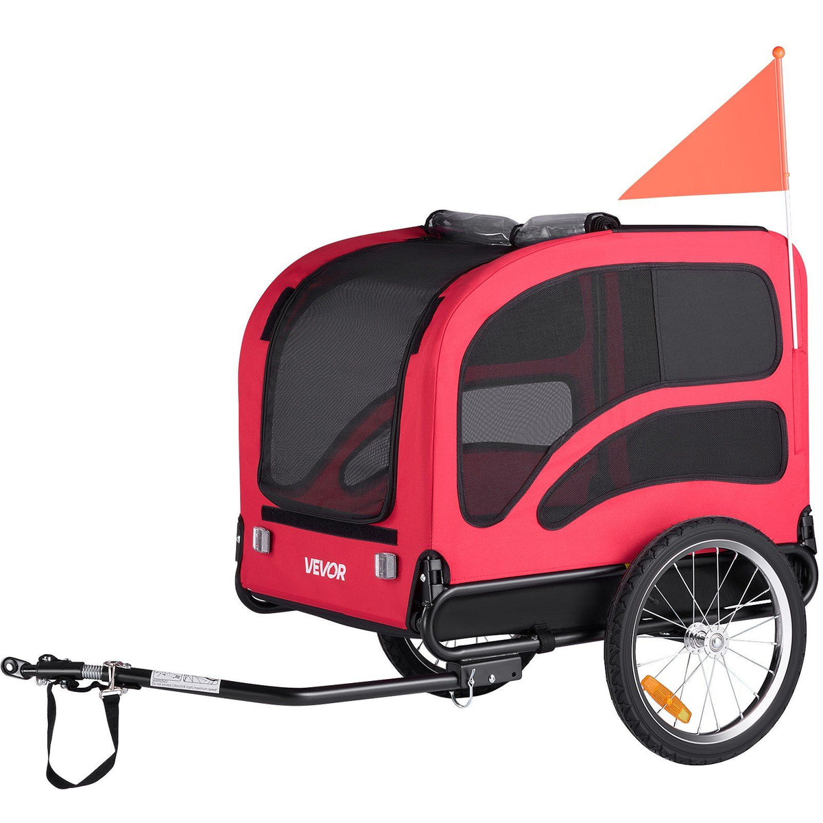 Dog Bike Trailer, Supports up to 45 kg, Pet Cart Bicycle Carrier for Small &amp; Large Dogs, Easy Folding Frame with Quick Release Wheel, Universal Bicycle Coupler, Reflector, Flag, Internal Leash