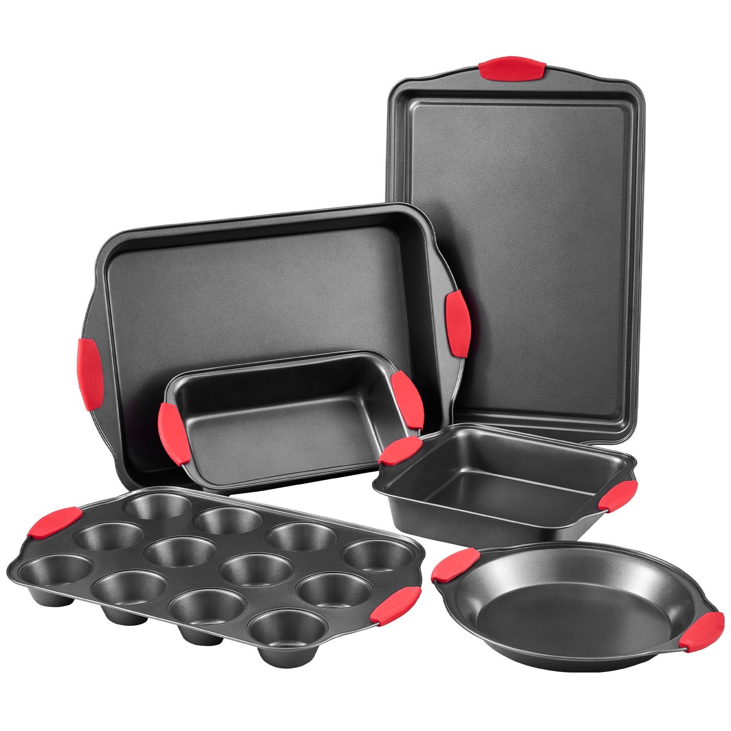VEVOR Baking Pan Set 6-Piece Nonstick Carbon Steel Set with Silicone Handles