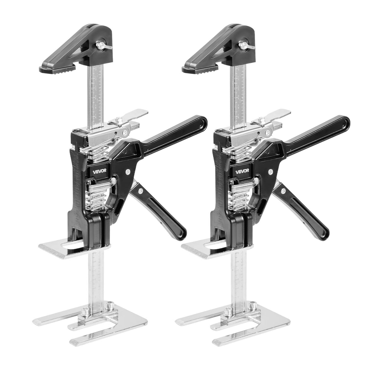 VEVOR Labor Saving Arm Jack, 2 PCS 200 kg Bearing Capacity, Lifting up to 165 mm, Metal Hand Lifting Jack Tool with Magnetic Level, 2 Adjustment Modes, for Door, Window, Furniture, Woodworking, Black