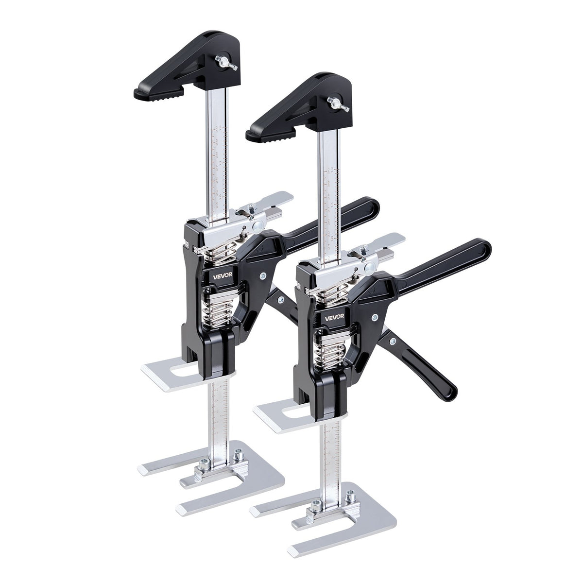 VEVOR Labor Saving Arm Jack, 2 PCS 200 kg Bearing Capacity, Lifting up to 235 mm, Metal Hand Lifting Jack Tool with Magnetic Level, 2 Adjustment Modes, for Door, Window, Furniture, Woodworking, Black